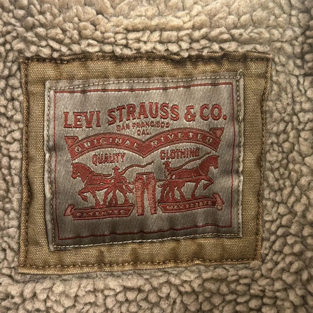 LEVI’S Washed Cotton Brown Jacket Removable Hood Snap/Zipper Front Size Small